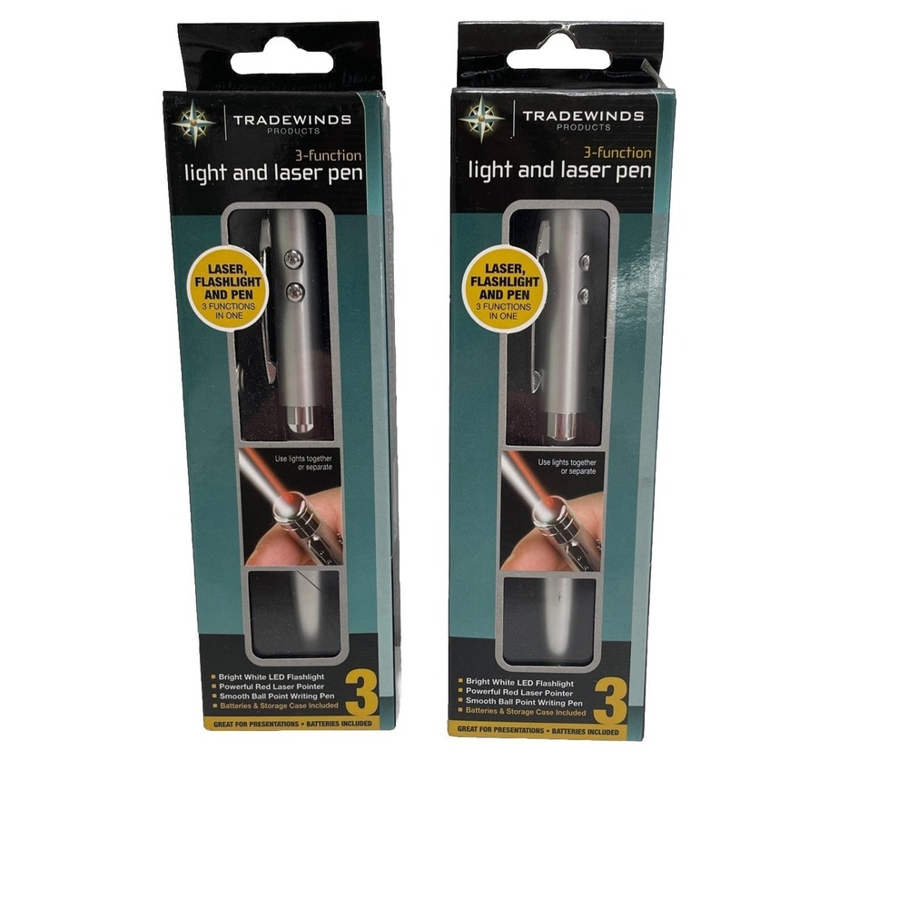 "Tradewinds"  Laser‎ Flash Light  Pens 3 Function Combo TWO PENS- BRAND NEW